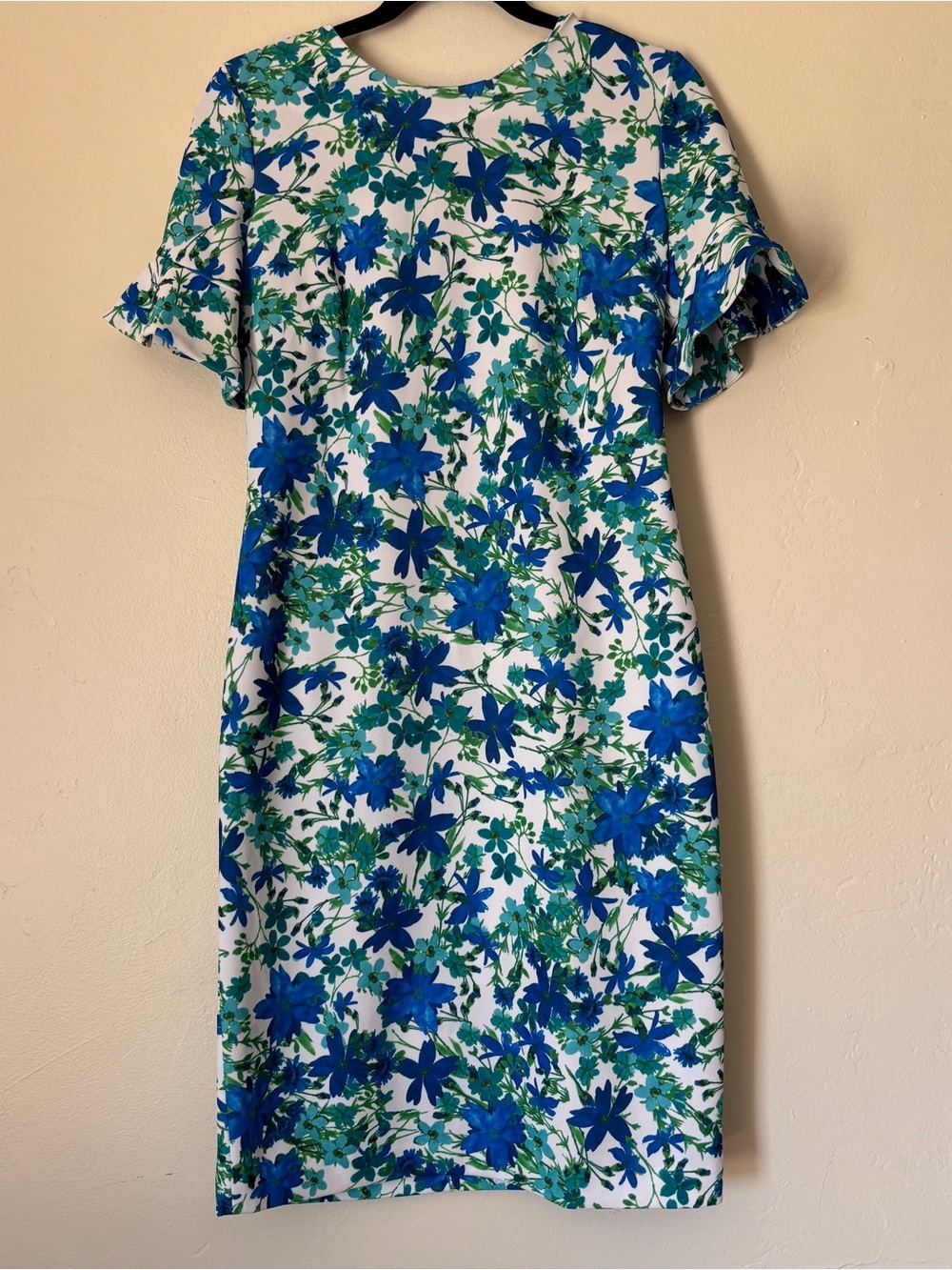 Calvin Klein Blue/Green Floral Sheath Dress, Size 10